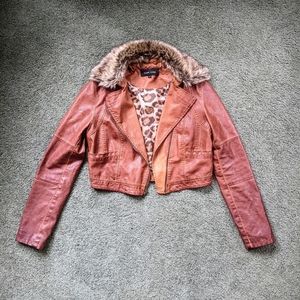 Black Rivet cropped faux leather jacket